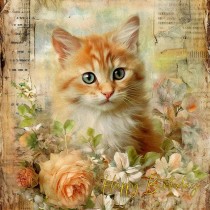 Cat Kitten Art Birthday Square Card (Design 8)