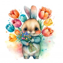 Bunny Rabbit Watercolour Square Blank Card 9