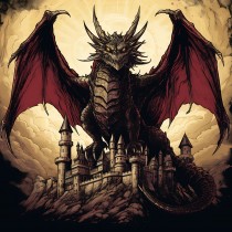 Gothic Fantasy Dragon Blank Square Card (Design 9)