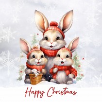 Christmas Animals Square Card (Rabbit)