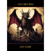Personalised Fantasy Art Dragon Greeting Card (Design 9)