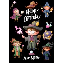 Personalised Birthday Card (Wizard, Cartoon)