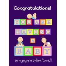 You're Having a Baby Pregnancy Congratulations Card (Purple)