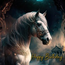 Fantasy Horse Square Birthday Card Design 9