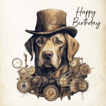 Labrador Fantasy Steampunk Square Birthday Card (Design 9)