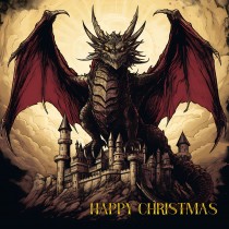 Gothic Fantasy Dragon Christmas Square Card (Design 9)