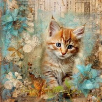 Cat Kitten Art Mothers Day Square Card (Design 9)