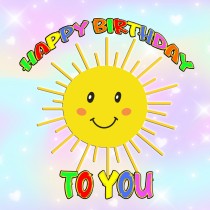 Happy Birthday Greeting Card (Square, Sun)