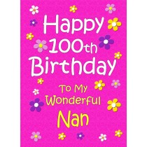 Nan 100th Birthday Card (Pink)