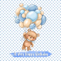 Happy Birthday Greeting Card (Square, Blue)
