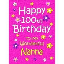 Nanna 100th Birthday Card (Pink)