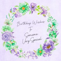 Happy Birthday Greeting Card (Square, Lilac)
