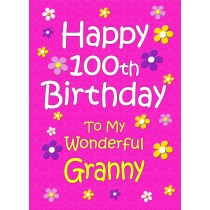 Granny 100th Birthday Card (Pink)