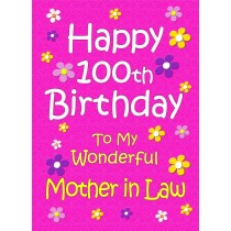 Mother in Law 100th Birthday Card (Pink)