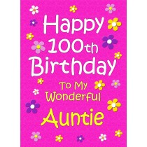 Auntie 100th Birthday Card (Pink)