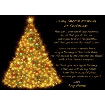 Personalised Christmas Verse Poem Greeting Card (Special Mummy, from Son, Black)