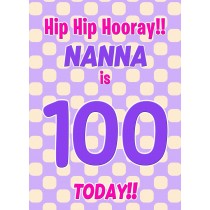 Nanna 100th Birthday Card (Purple Spots)