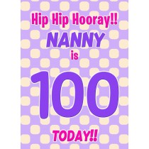 Nanny 100th Birthday Card (Purple Spots)