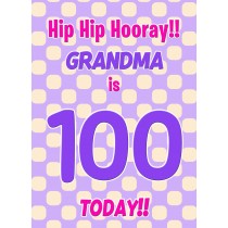 Grandma 100th Birthday Card (Purple Spots)