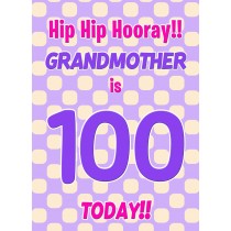 Grandmother 100th Birthday Card (Purple Spots)