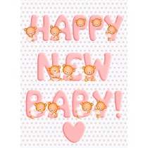 Happy New Baby Greeting Card (Pink)