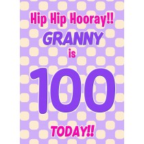 Granny 100th Birthday Card (Purple Spots)
