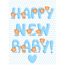 Happy New Baby Greeting Card (Blue)