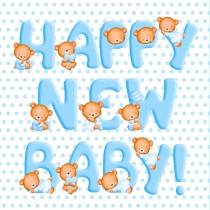 Happy New Baby Greeting Card (Square, Blue)