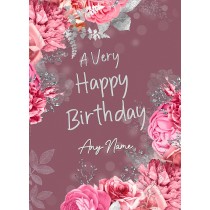 Personalised Happy Birthday Greeting Card (Rose)