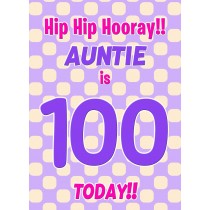 Auntie 100th Birthday Card (Purple Spots)