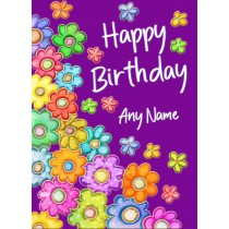 Personalised Happy Birthday Greeting Card (flowers)