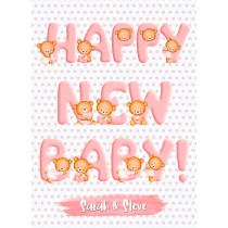 Personalised Happy New Baby Greeting Card (Pink)