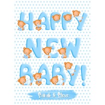 Personalised Happy New Baby Greeting Card (Blue)