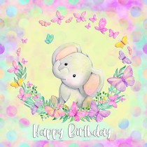 Happy Birthday Greeting Card (Square, Elephant)