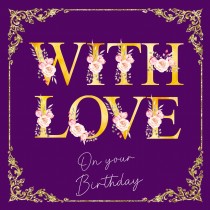 Happy Birthday Greeting Card (Square, Purple)