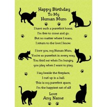Personalised from The Cat Verse Poem Birthday Card (Lime, Human Mum)