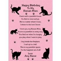 Personalised from The Cat Verse Poem Birthday Card (Pink, Human Mum)