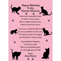 Personalised from The Cat Verse Poem Birthday Card (Pink, Human Mummy)