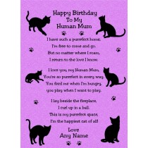 Personalised from The Cat Verse Poem Birthday Card (Purple, Human Mum)