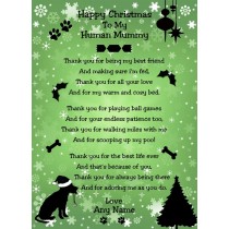 Personalised from The Dog Verse Poem Christmas Card (Green, Happy Christmas, Human Mummy)