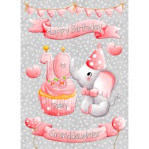 Granddaughter 10th Birthday Card (Grey Elephant)