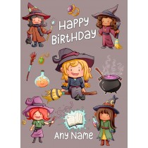 Personalised Birthday Card (Witch, Cartoon)