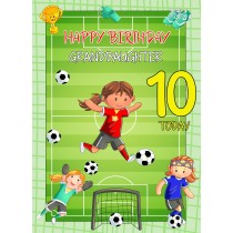 Kids 10th Birthday Football Card for Granddaughter
