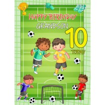 Kids 10th Birthday Football Card for Grandson