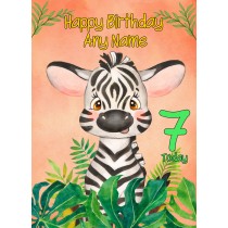 Personalised Kids Art Birthday Card Zebra (Any Name, Any Age)