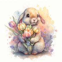 Bunny Rabbit Watercolour Square Blank Card 10