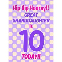 Great Granddaughter 10th Birthday Card (Purple Spots)