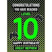 Great Nephew 10th Birthday Card (Level Up Gamer)