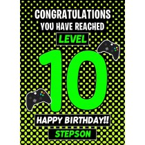 Stepson 10th Birthday Card (Level Up Gamer)
