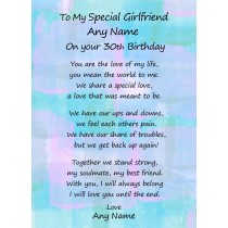 Personalised Romantic Birthday Verse Poem Card (Special Girlfriend, Any Age)